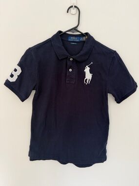 Polo by Ralph Lauren Navy Short-Sleeve Cotton Polo with White Big Pony Patch